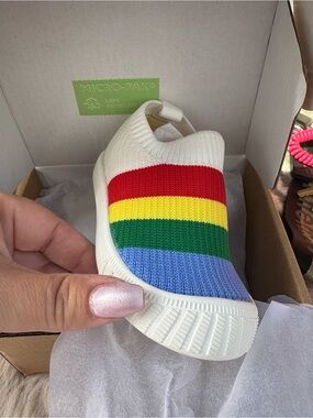 Kids Slip-On Rainbow Knit Sneakers - White